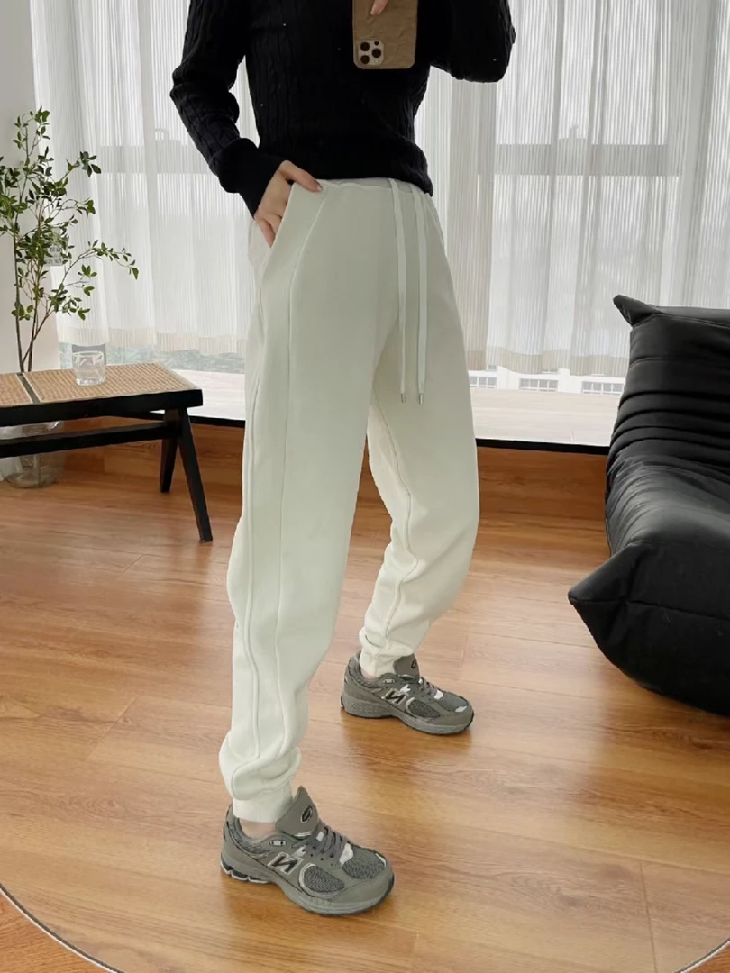 秋冬休闲加绒宽松束脚运动裤女高腰百搭休闲卫裤健身瑜伽裤DAW153