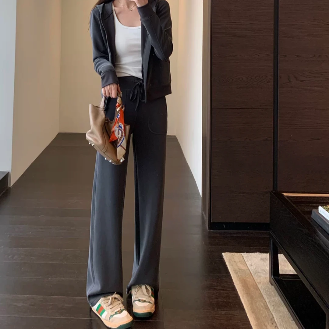 LU家神裤时尚休闲百搭宽松高腰运动兰精莱赛尔天丝阔腿裤CK060