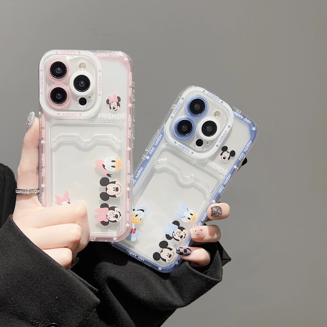 透明卡包米奇适用iPhone15手机壳15pro情侣14可爱13保护套女12pro