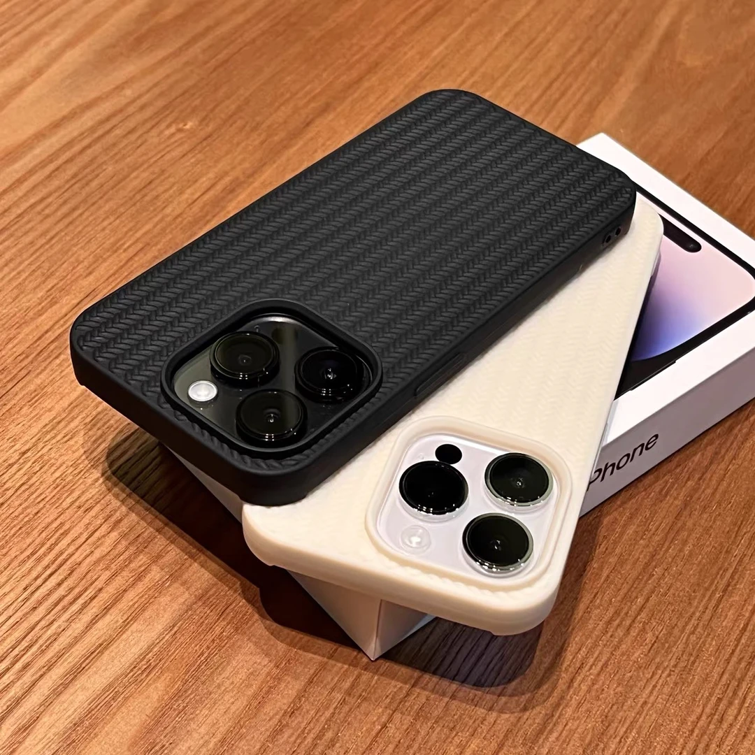 黑白编织纹苹果15手机壳简约15男女promax13新款12男女14防摔软壳