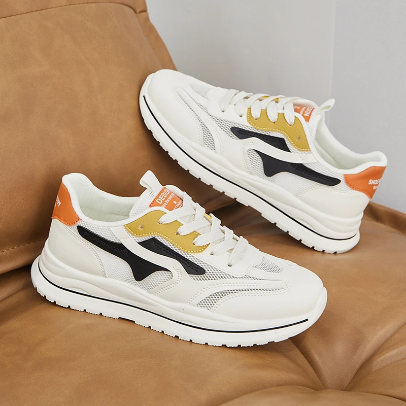 网面透气软底运动鞋女2023新款夏季小白鞋春季皮面百搭休闲跑步鞋