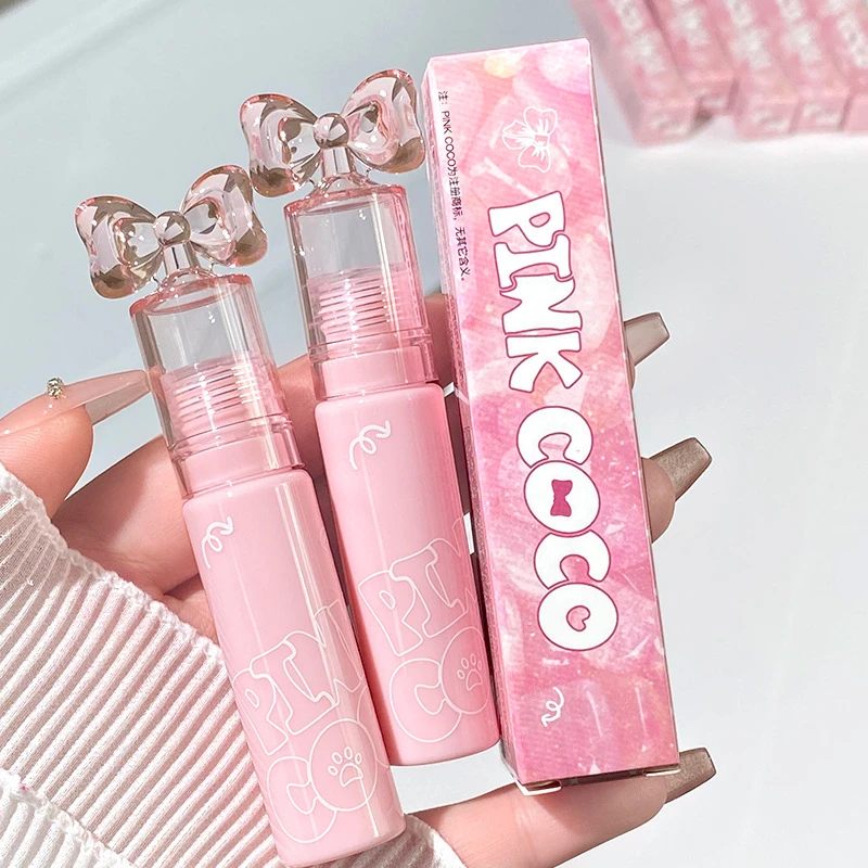 PINKCOCO蝴蝶结水漾镜面唇釉烂番茄水光口红高级显白百搭平价滋润