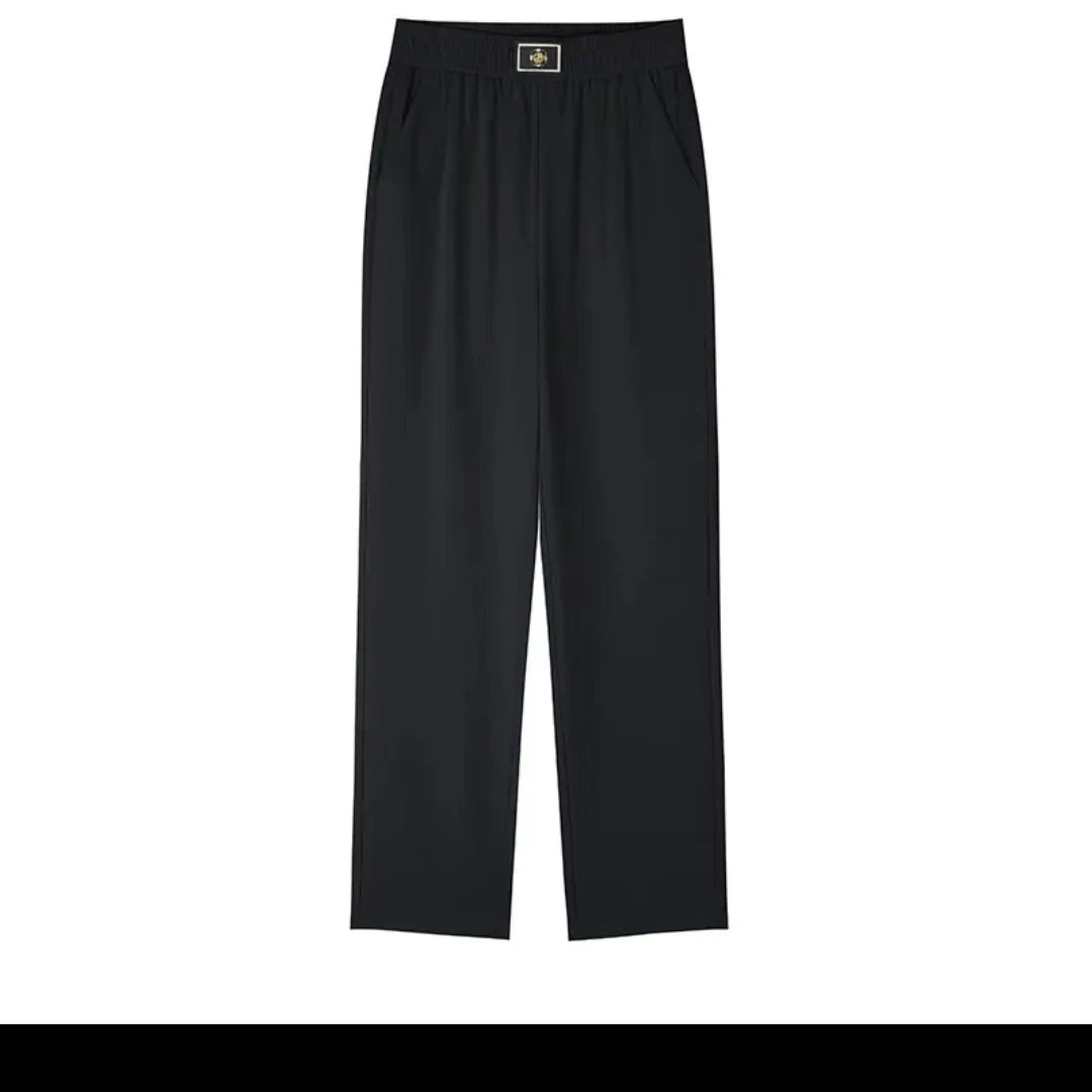 妈妈装垂感直筒裤微喇阔腿裤显瘦百搭夏季高腰九分裤宽松潮流弹力