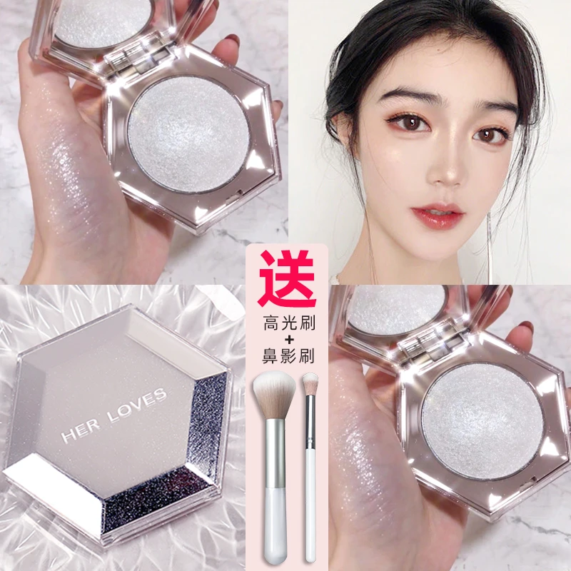 腮红钻石高光一体盘闪粉细闪脸部提亮哑光修容盘鼻影阴影三合一盘