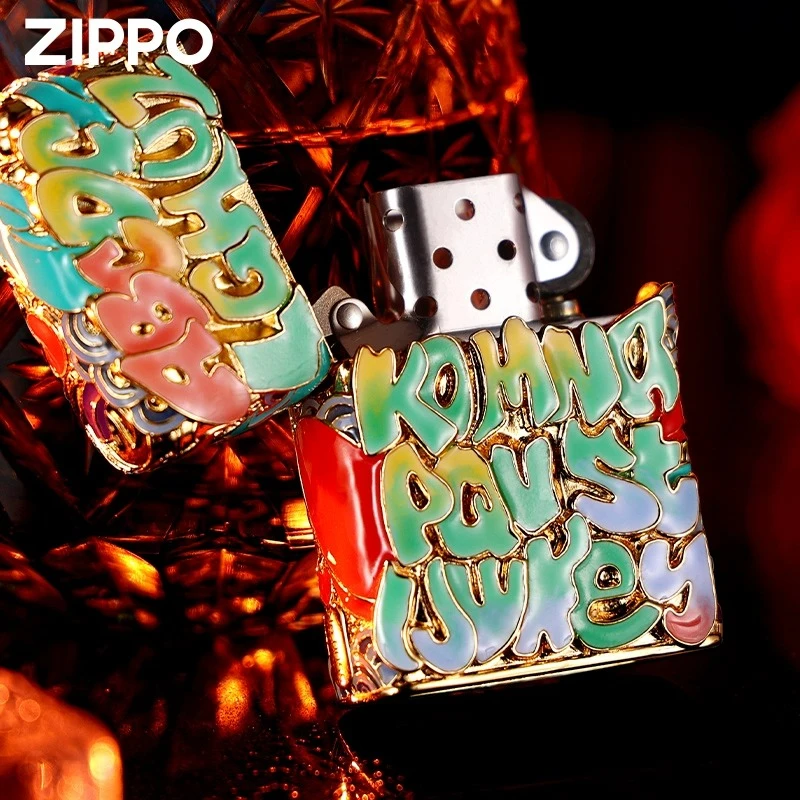 ZIPPO正品  暗恋镀金夜光珐琅彩防风煤油七夕情人节送男朋友礼物