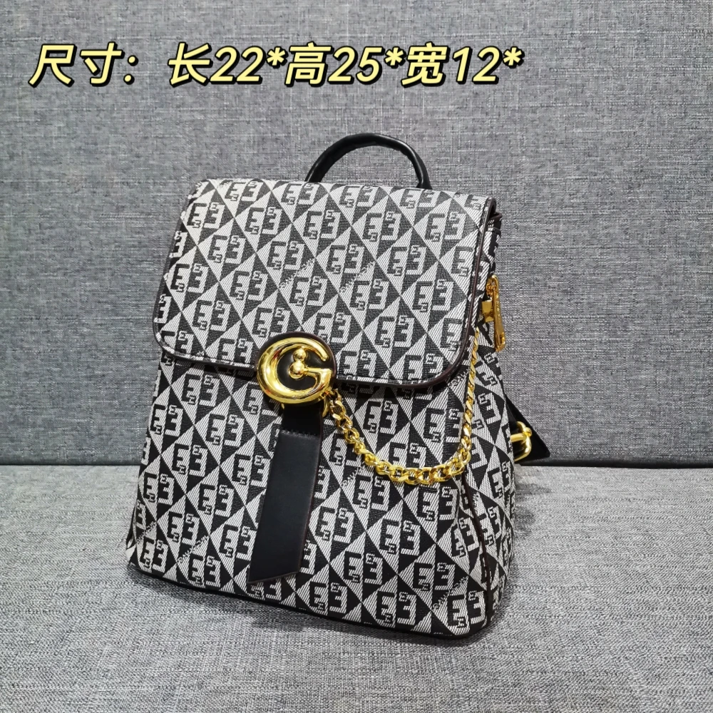 代购新款潮印花花纹E字母手提双肩包肩背包时尚高级感旅行背包