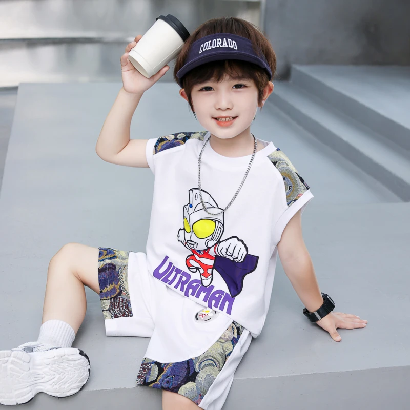奥特曼衣服男孩背心夏装套装宝宝夏季薄款运动服帅气炸街洋气无袖