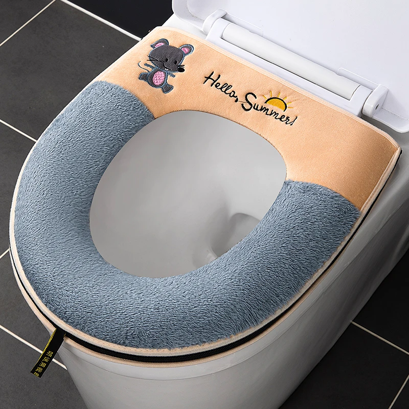 马桶垫马桶坐便垫可爱家用毛绒加厚水洗拉链式套垫通用马桶坐垫