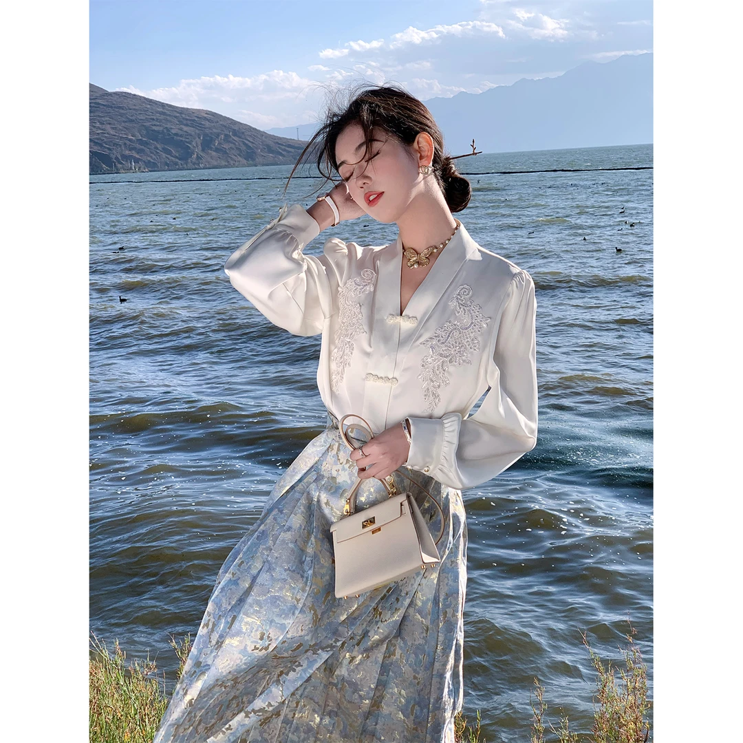 LZ02421鹿阿姨卓叔叔◆「洛阳春光好」新中式女装马面裙国风刺绣套装