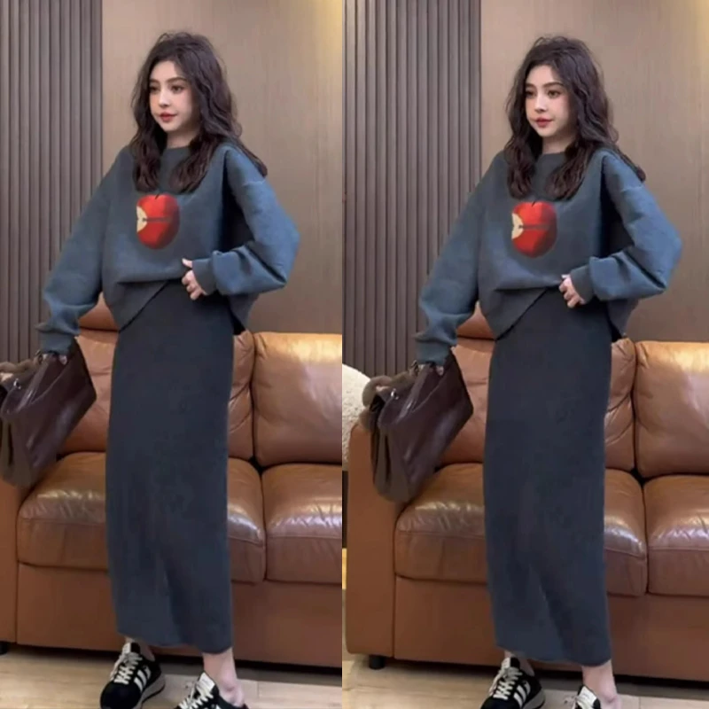 2024秋冬新款女装一整套慵懒感气质时尚卫衣搭配百搭半身裙两件套