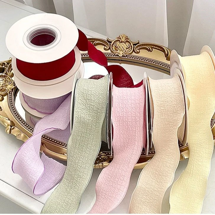 手心尚爱网红花边褶皱丝带荷叶边鱼尾纱丝带 鲜花包装资材