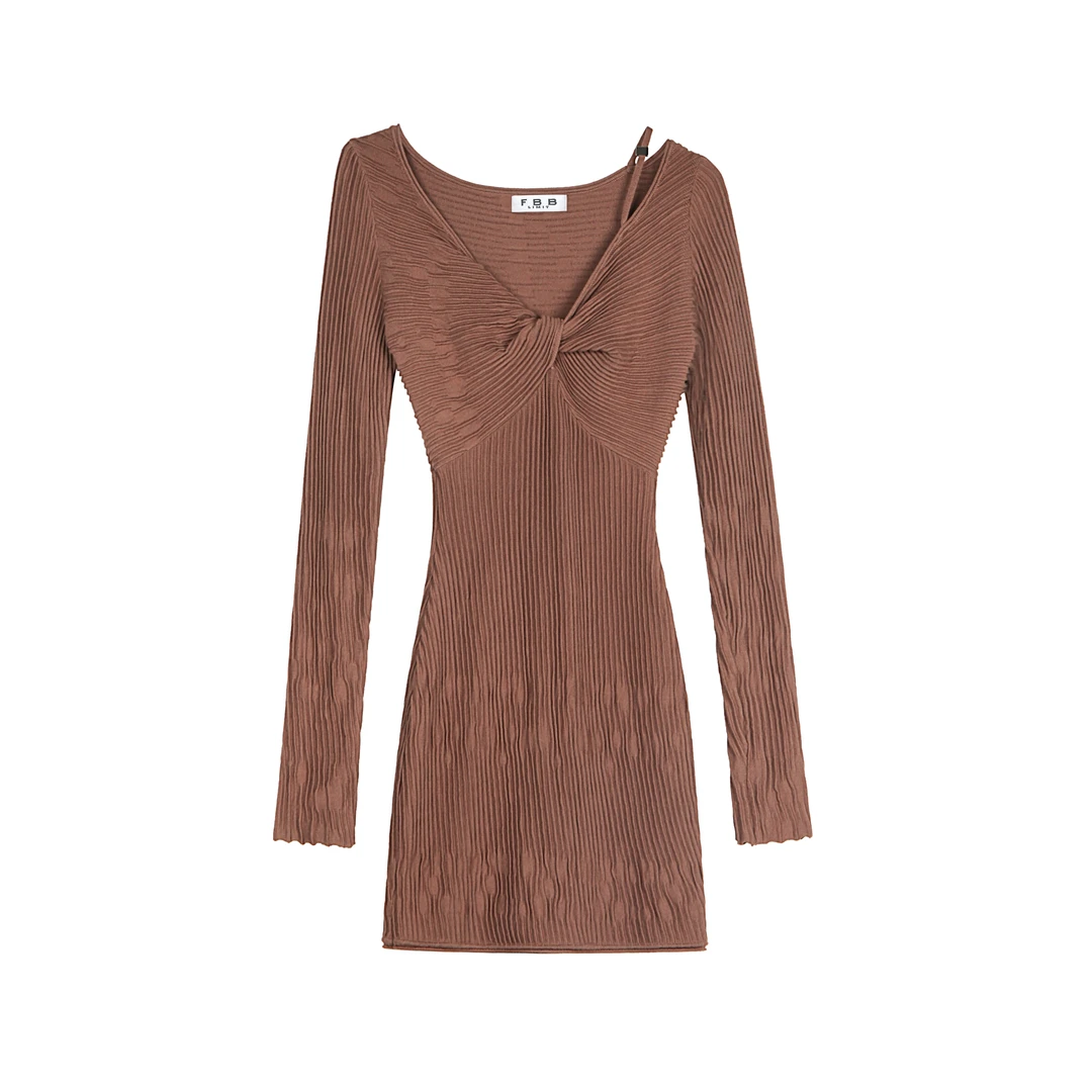 FBB limit两色连衣裙女特殊肌理感性感修身包臀显瘦裙子D233838E