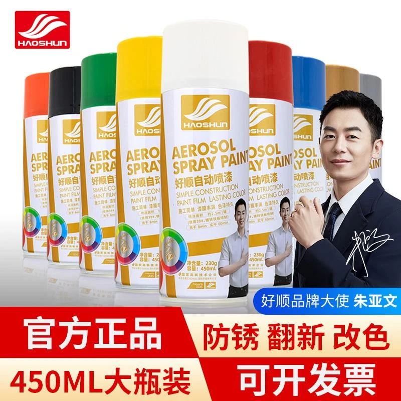 好顺自动手摇自喷漆金属防锈家具木器漆电动车改色涂鸦黑白色油漆