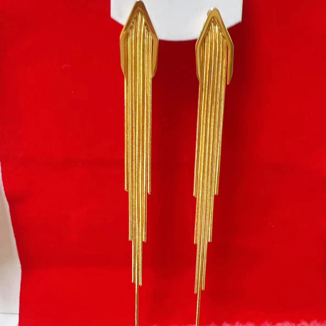 合金耳饰 耳饰 240长款流苏手工耳环气质时尚网红夸张高级感耳