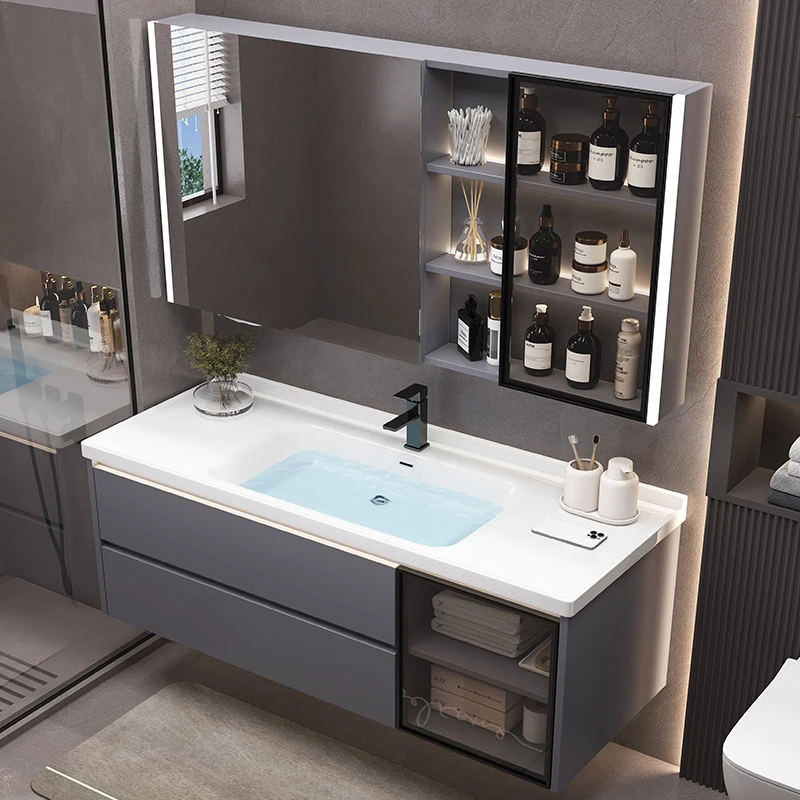 梵迪希实木浴室柜组合卫生间陶瓷一体盆洗手池洗脸盆洗漱台卫浴柜