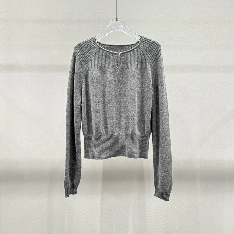 【A377】艾家春季新款气质棉羊毛针织衫百搭纯色时尚毛衣女短款