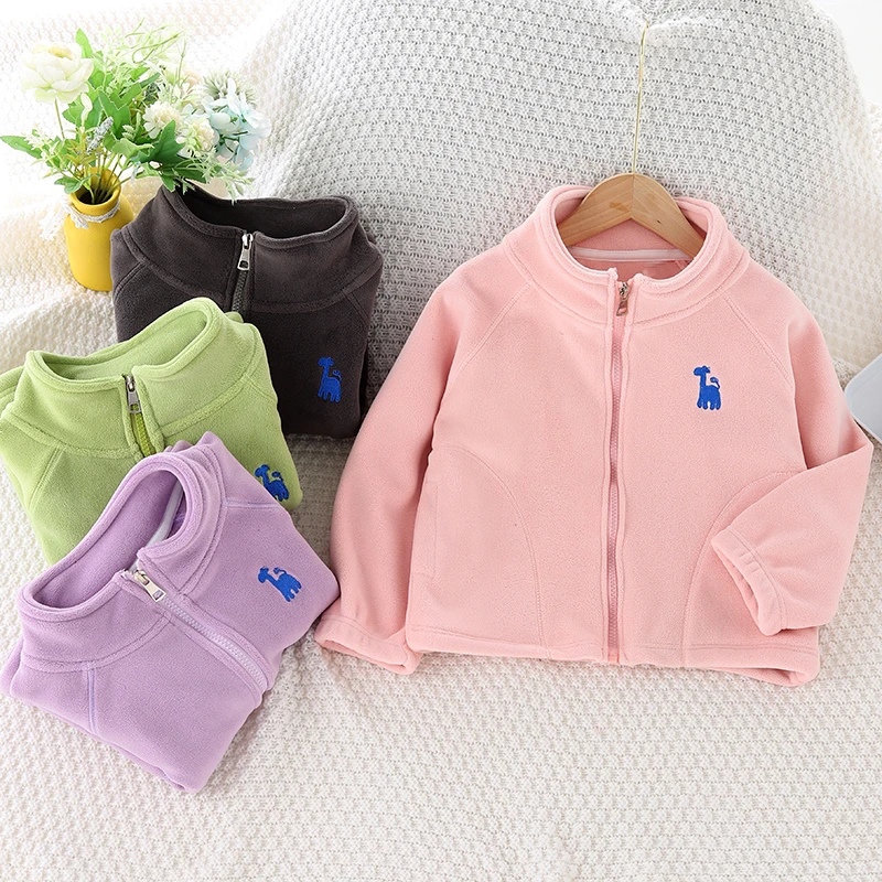 儿童外套加绒奥粒绒外套秋冬男童女童双面绒保暖加厚休闲上衣