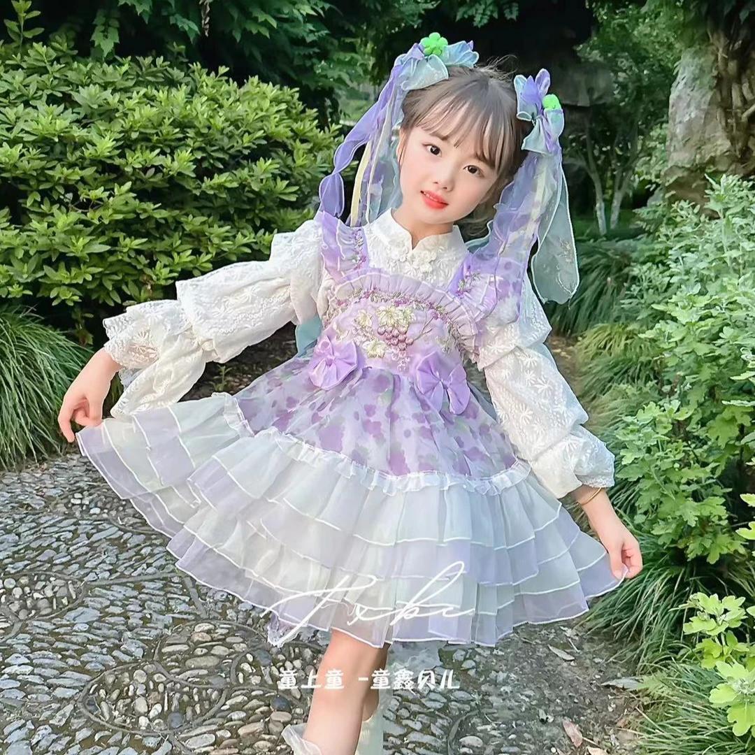 A-609-1【新葡萄】时尚四季洛丽塔2024新款女童连衣裙宝宝