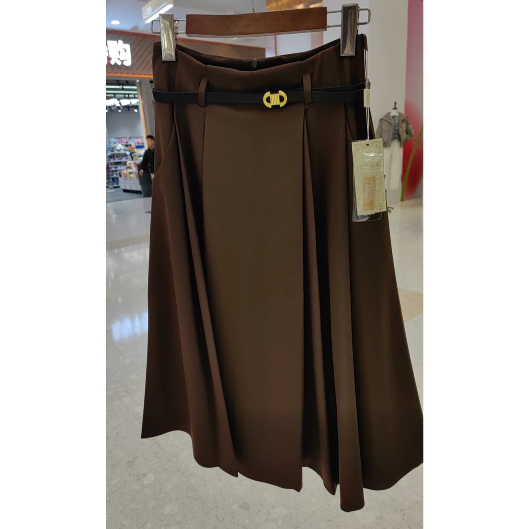 气质半身裙女秋冬新款半身裙中长款加厚A字裙大摆伞裙轻奢