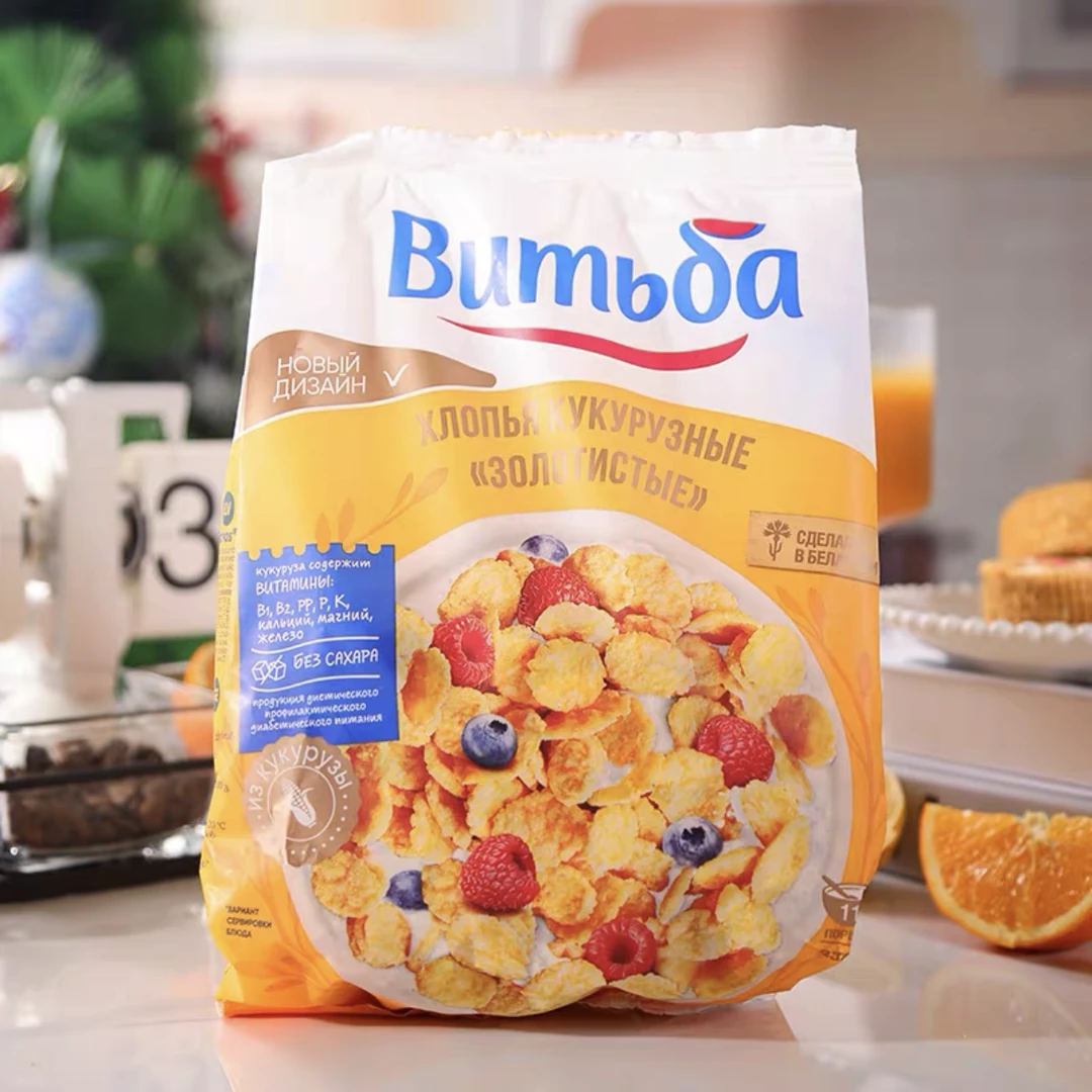 白俄罗斯进口Vitba牌即食金色玉米片粗粮早餐营养饱腹健身330g/袋