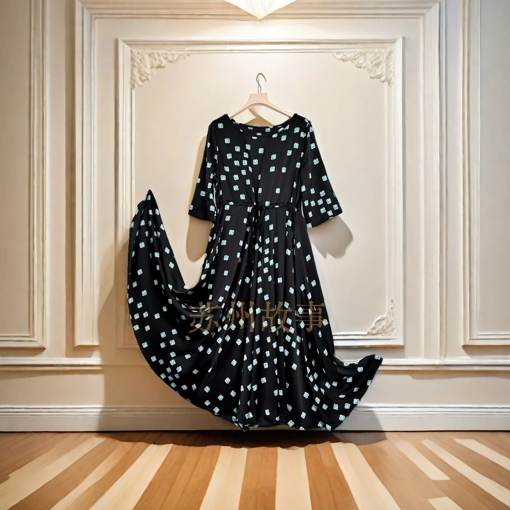 【苏州故事】041大码连衣裙2024显瘦气质时尚波点宽松休闲