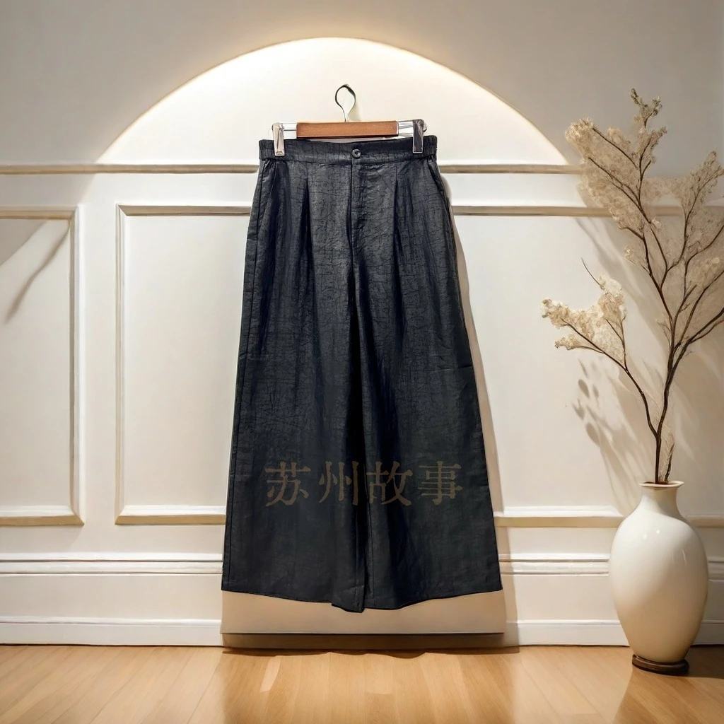 【苏州故事】024桑蚕丝阔腿裤2024时尚休闲复古直筒百搭中国风
