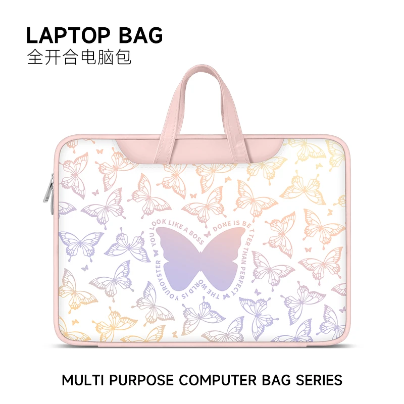 荧光蝴蝶手提笔记本电脑包女适用联想小新air14/macbookpro15.6寸