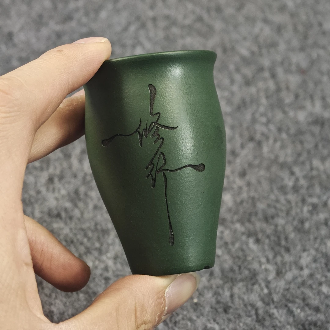 【超薄胎冰翠绿小梅瓶掌中宝】宜兴紫砂桌面拇指微盆有孔精品花盆