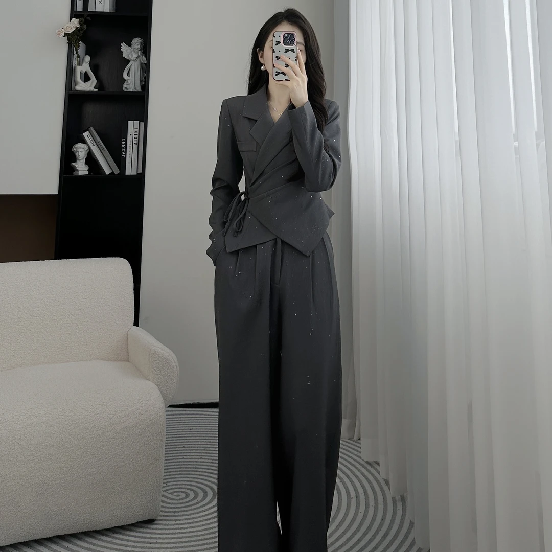 拉夏贝尔25秋冬职业时尚流行松弛百搭西装上衣+裤子 10125 SQJ