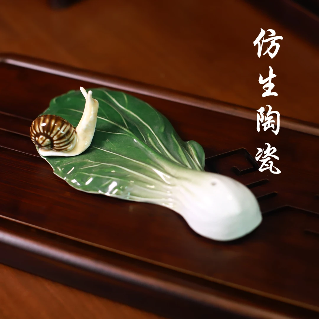 纯手工陶瓷蜗牛茶宠摆件景德镇纯手工雕塑瓷