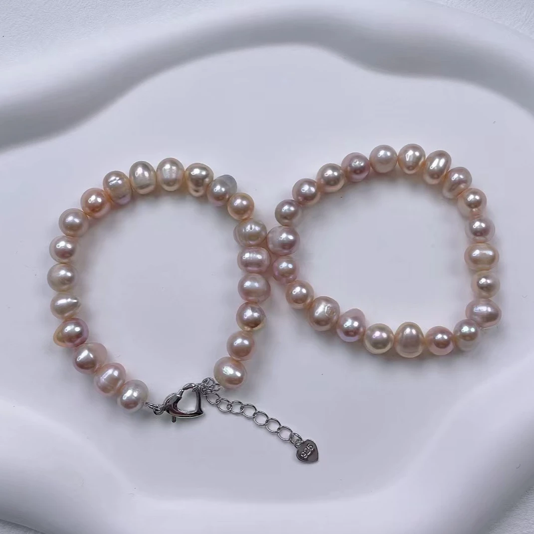天然淡水珍珠A206#粉紫珠珍珠手链淡水珍珠饰品百搭