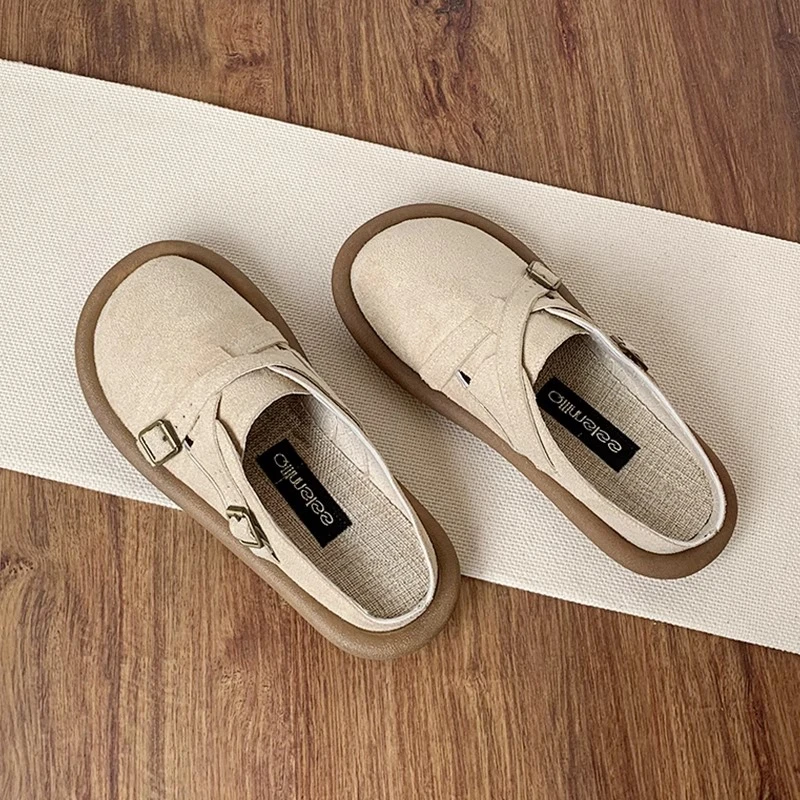 防水台单鞋圆头百搭软底纯色韩版鞋子一脚蹬帆布鞋夏季懒人鞋平底