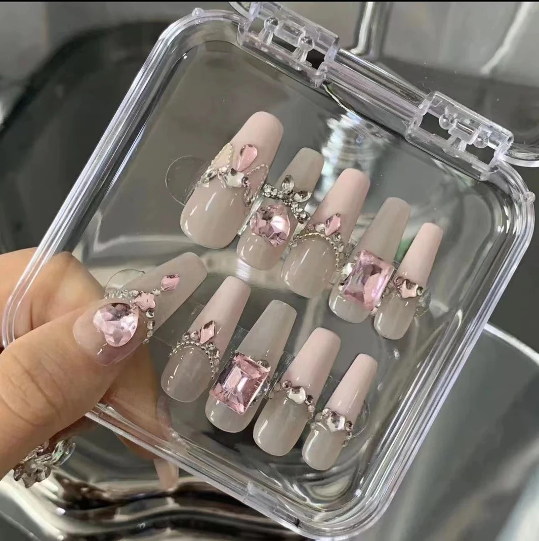 (999)一凌家【天使嫁衣】-----------超长梯纯手工穿戴甲粉法式