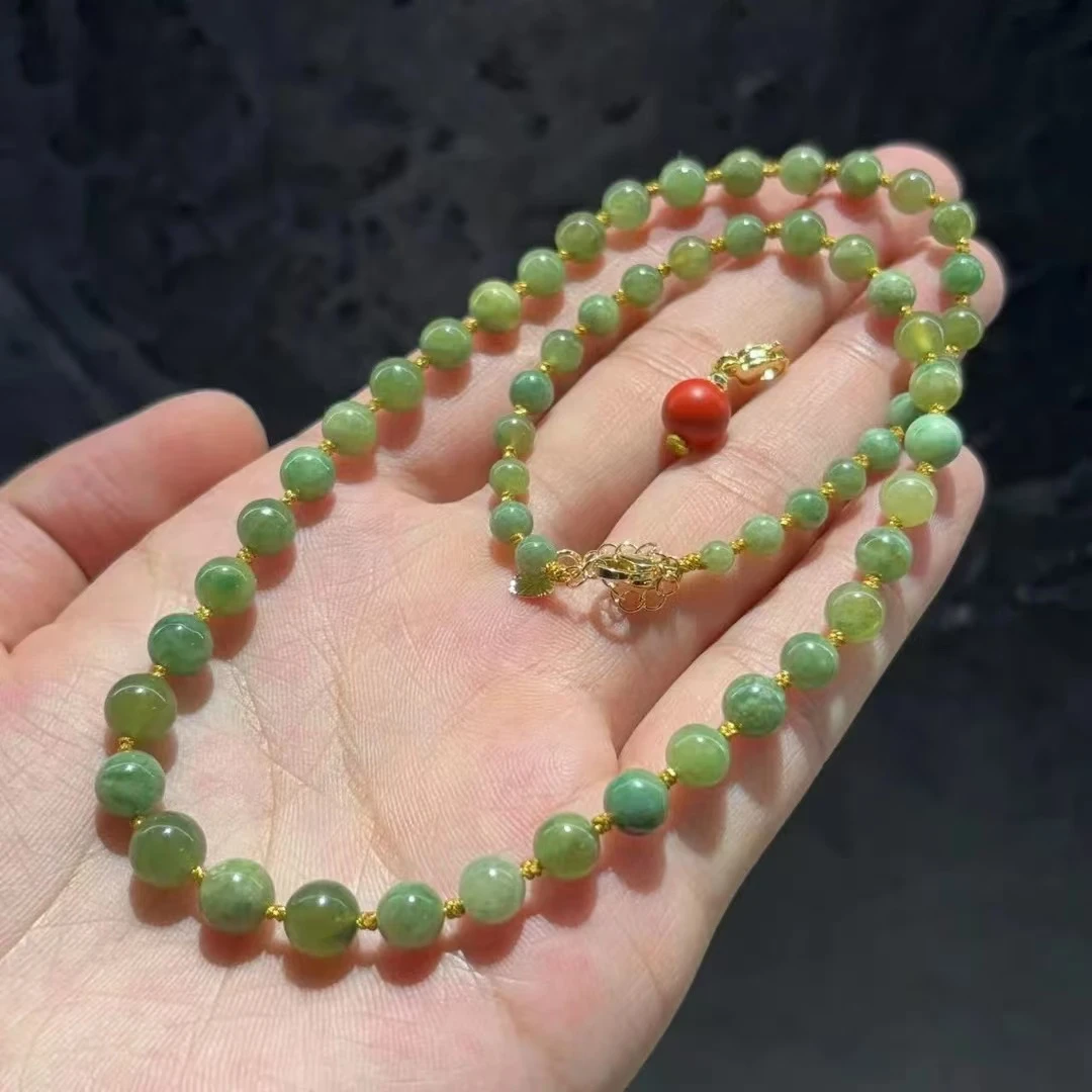 含辰砂工艺品【皇后甄选】C091705含辰砂绿色圆珠塔链 -多样性发单-