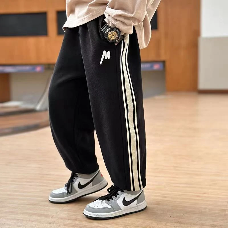 男童裤子2023秋冬儿童新款男女休闲运动卫裤加绒加厚束脚一体长裤