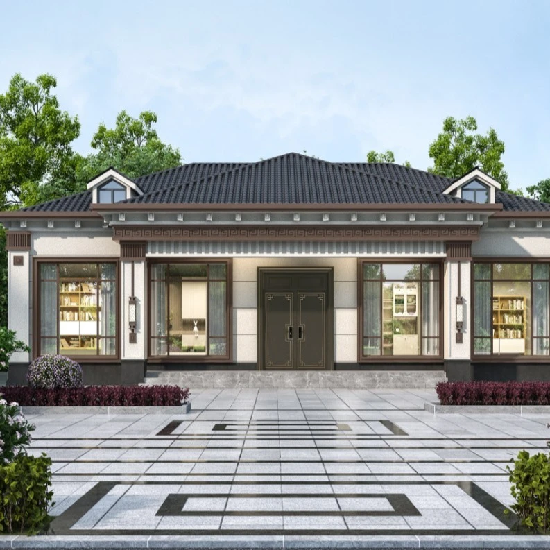 16.76*11.27 一层新中式四卧室带衣帽间储物间别墅图纸--T107821