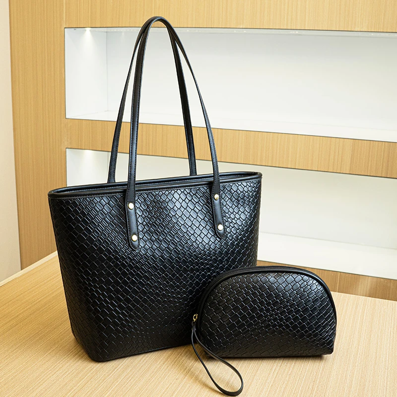 子母包女2025新款大容量托特大包女百搭编织单肩包高级休闲手提包