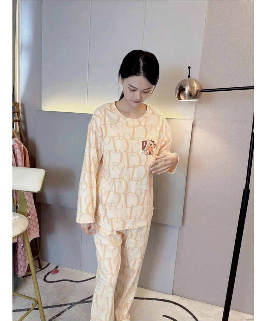 2024新款纯棉睡衣女春秋长袖长裤家居服两件套装可外穿睡衣女套装