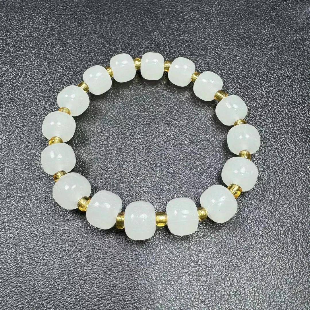 WZ新疆羊白色老油膏手串F16赠黑卡