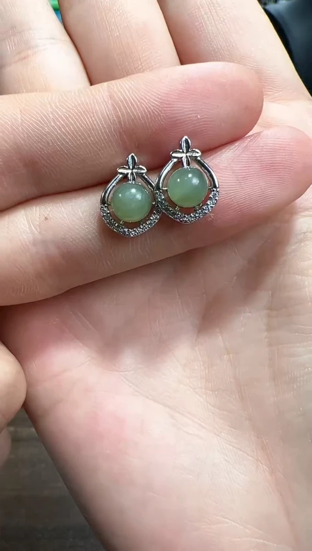 【闪购商品】和田玉耳钉银S925镶嵌Z327  多样性发一件