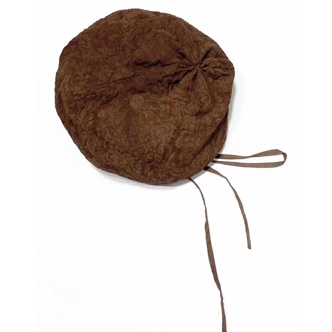 【7折款】左岸迷香  Z22SS0024  布衣分享棕黄色系带圆顶帽帽子百搭