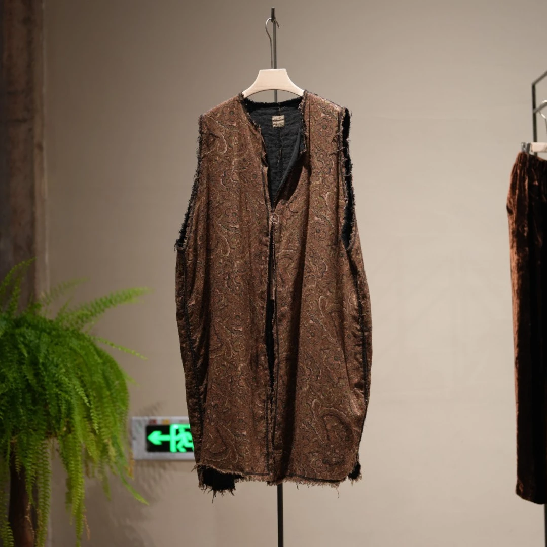 【7折款】  Z21SS5027  左岸迷香  复古花纹毛中长款马甲气质