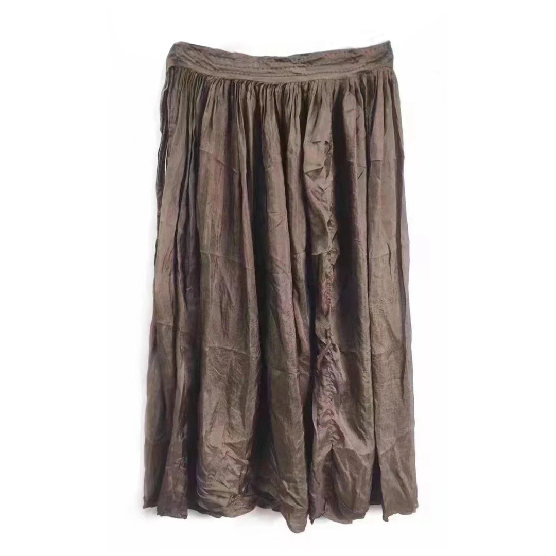 【7折款】左岸迷香Z21SS2011 植物染半裙  丝 半身裙时尚 复古显瘦