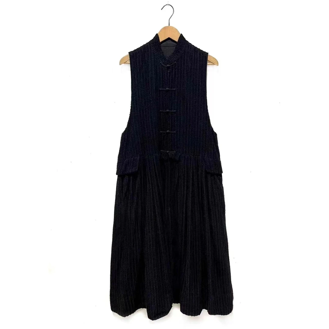 左岸迷香 Z23FW6007 布衣分享盘扣复古宽松亚麻长款马甲时尚中式