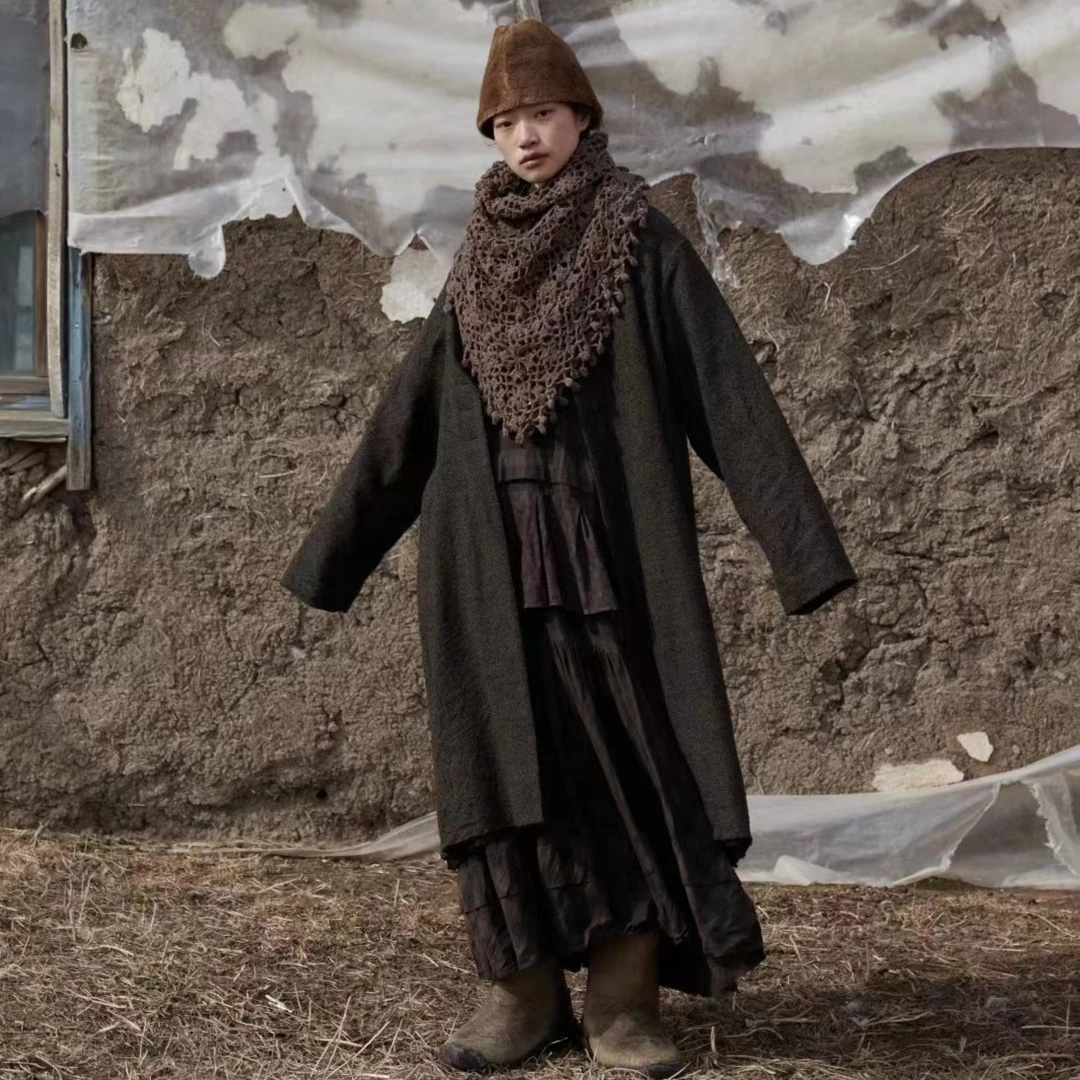 左岸迷香 Z23FW8010 布衣分享秋冬休闲复古时尚毛呢大衣长外套