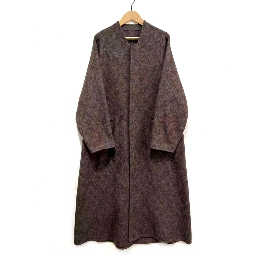 左岸迷香 Z23FW8016 布衣分享 秋冬美拉德风长款毛呢大衣