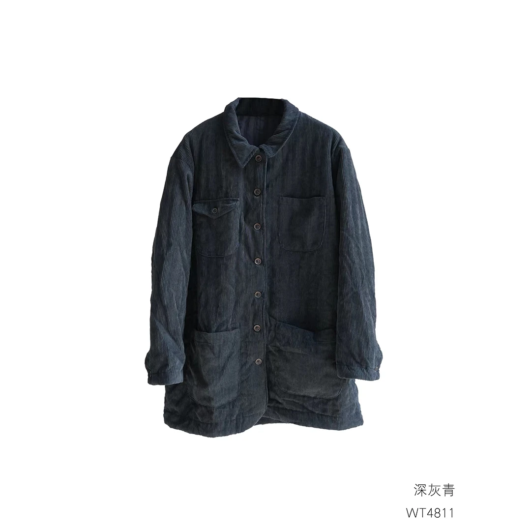 布衣分享 WT4811 几见 原创秋冬新品休闲百搭时尚印花口袋棉衬衫