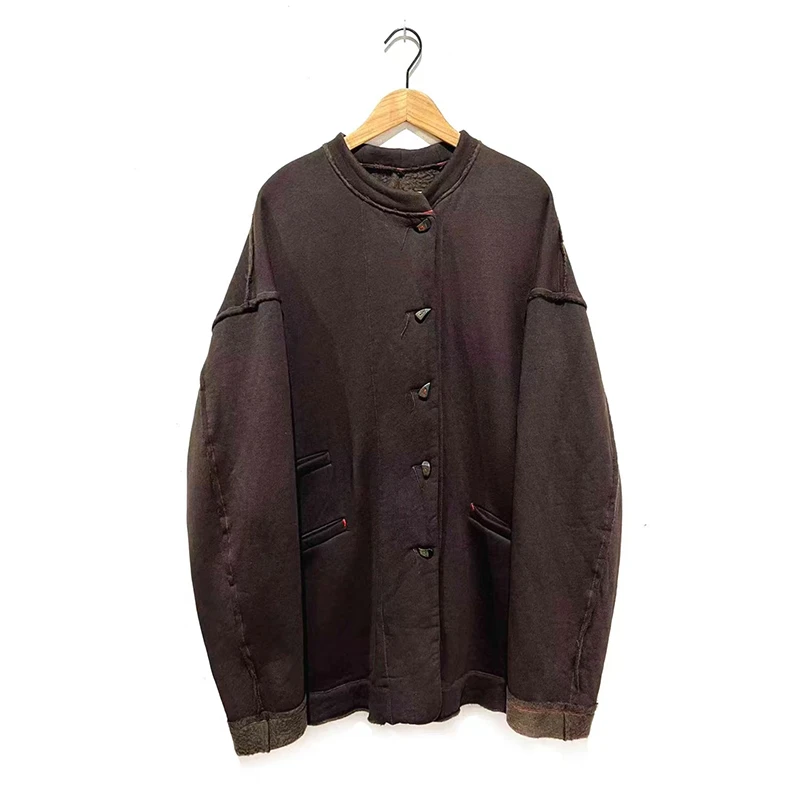 左岸迷香 Z23FW9001 布衣分享休闲复古做旧秋冬外套中长款简约