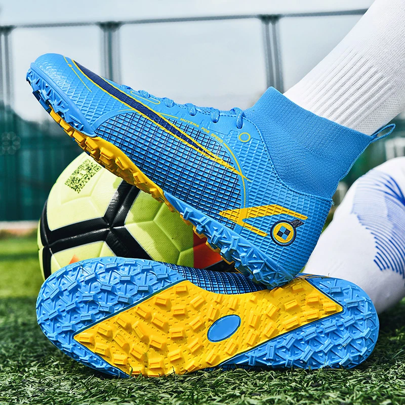 足球鞋男女童高帮TF碎钉青训草坪秋冬运动鞋学生训练小学少年短钉
