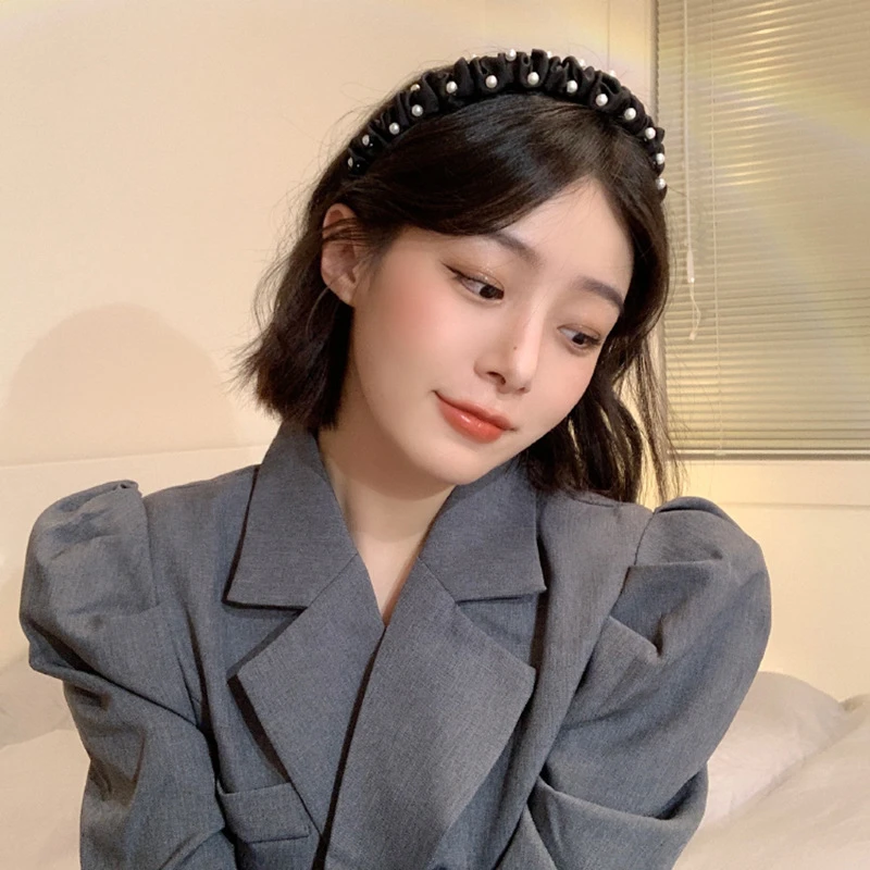 非金属仿珍珠发饰 网红女法式感珍珠头箍优雅气质外出压发饰品